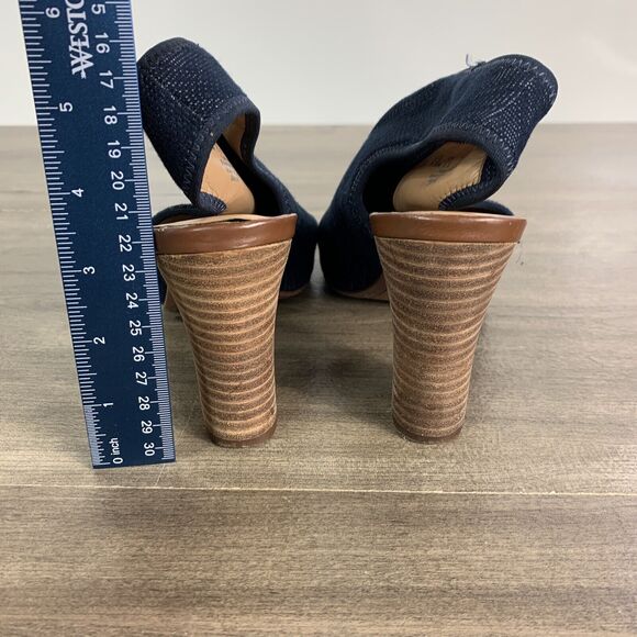 Franco Sarto Helix Peep Toe Block Heel Ankle Booties Blue Size 7.5 M Peep Toe - Picture 6 of 10